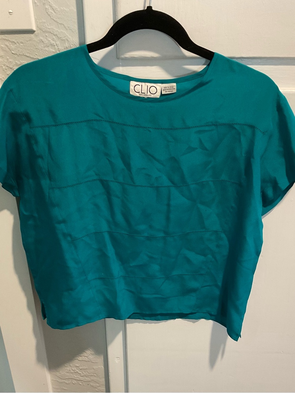 Clio Teal Short Sleeve Boxy Blouse